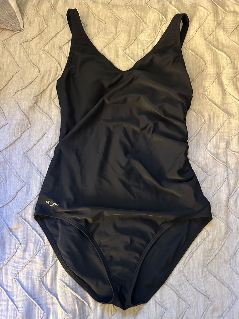 Speedo Black V-Neck One-Piece Swimsuit